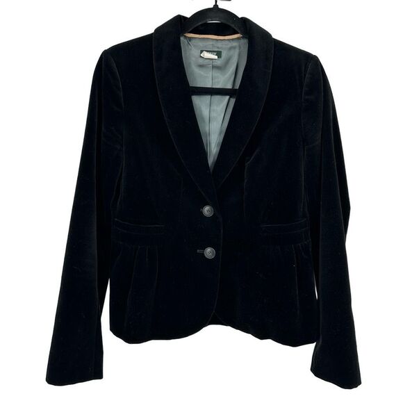 J. Crew Eden Velvet Blazer Size 4 Black Regency Goth Classic Steampunk - Picture 1 of 11